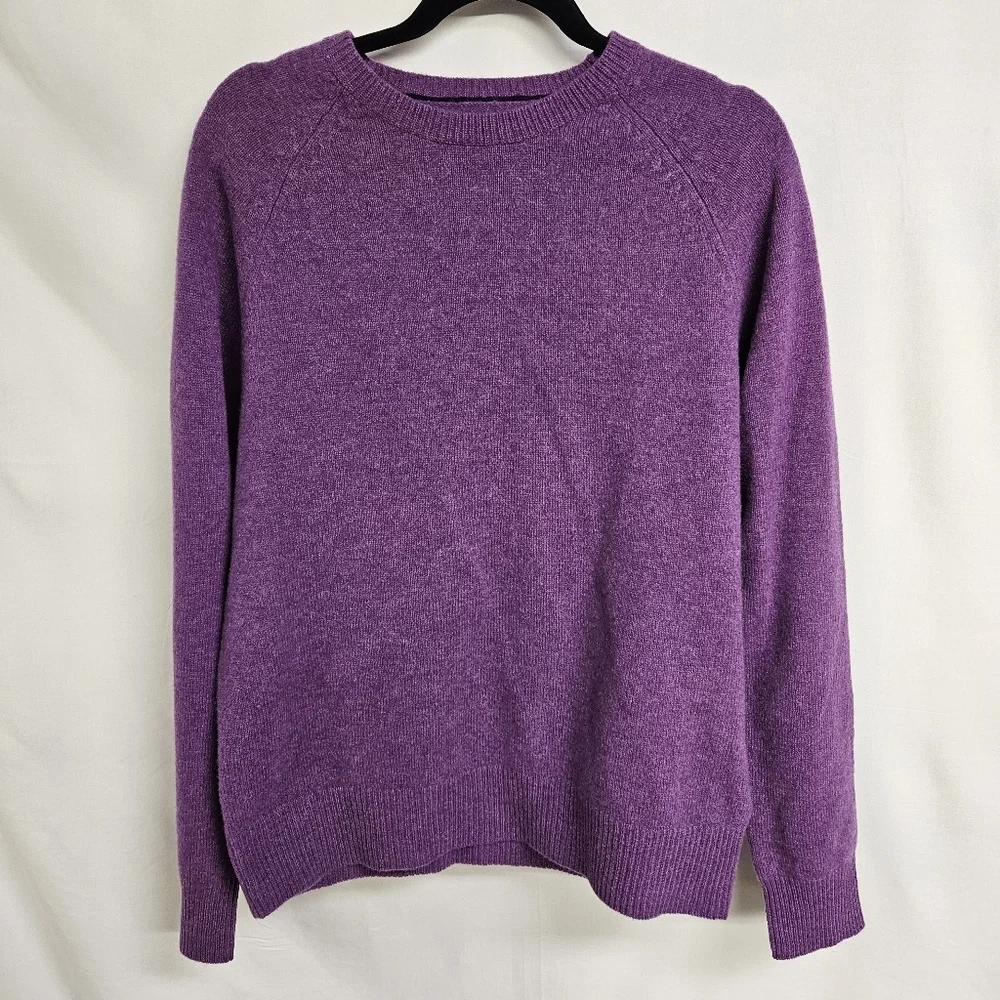 J.Crew NWT MEDIUM Lambs Wool Pullover Sweater Crewneck Purple Stretch NEW